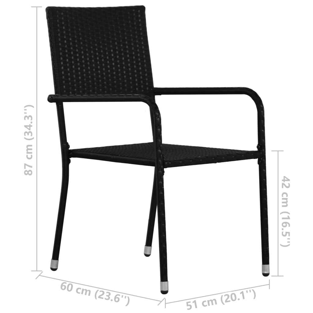 vidaXL 3 pcs conjunto de jantar para jardim preto