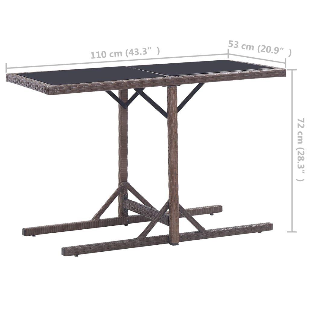 vidaXL 3 pcs conjunto de jantar para jardim castanho