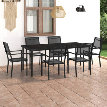 vidaXL 7 pcs conjunto de jantar para exterior aço