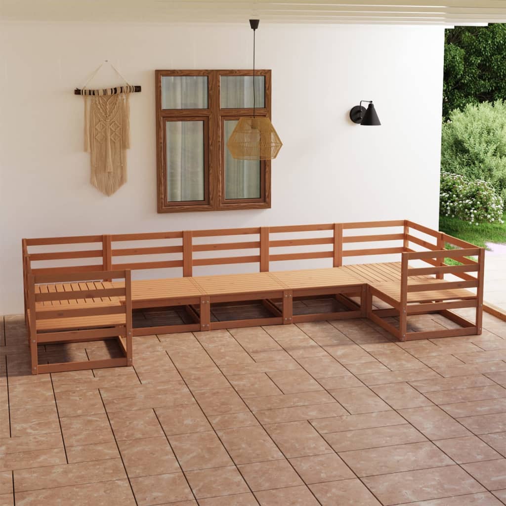 vidaXL 7 pcs conjunto lounge de jardim pinho maciço