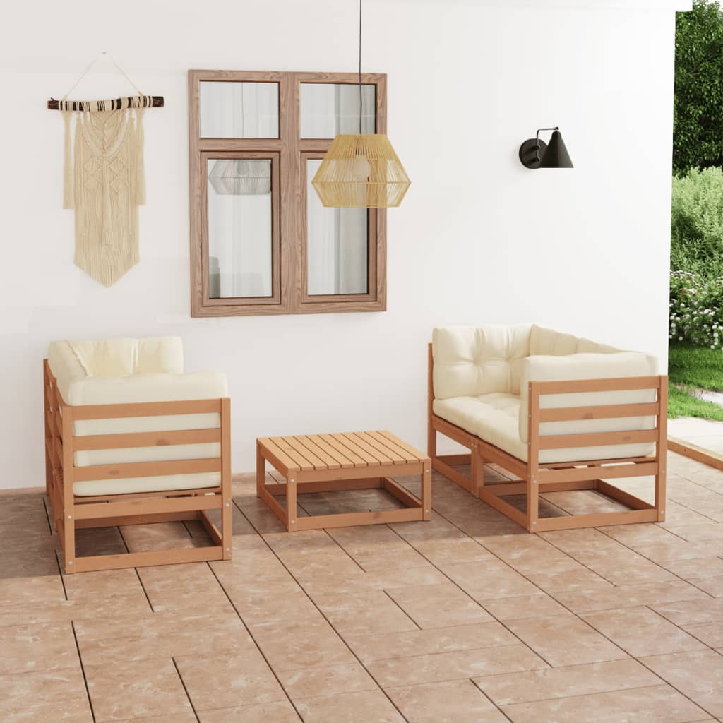 vidaXL 5 pcs conjunto lounge de jardim pinho maciço