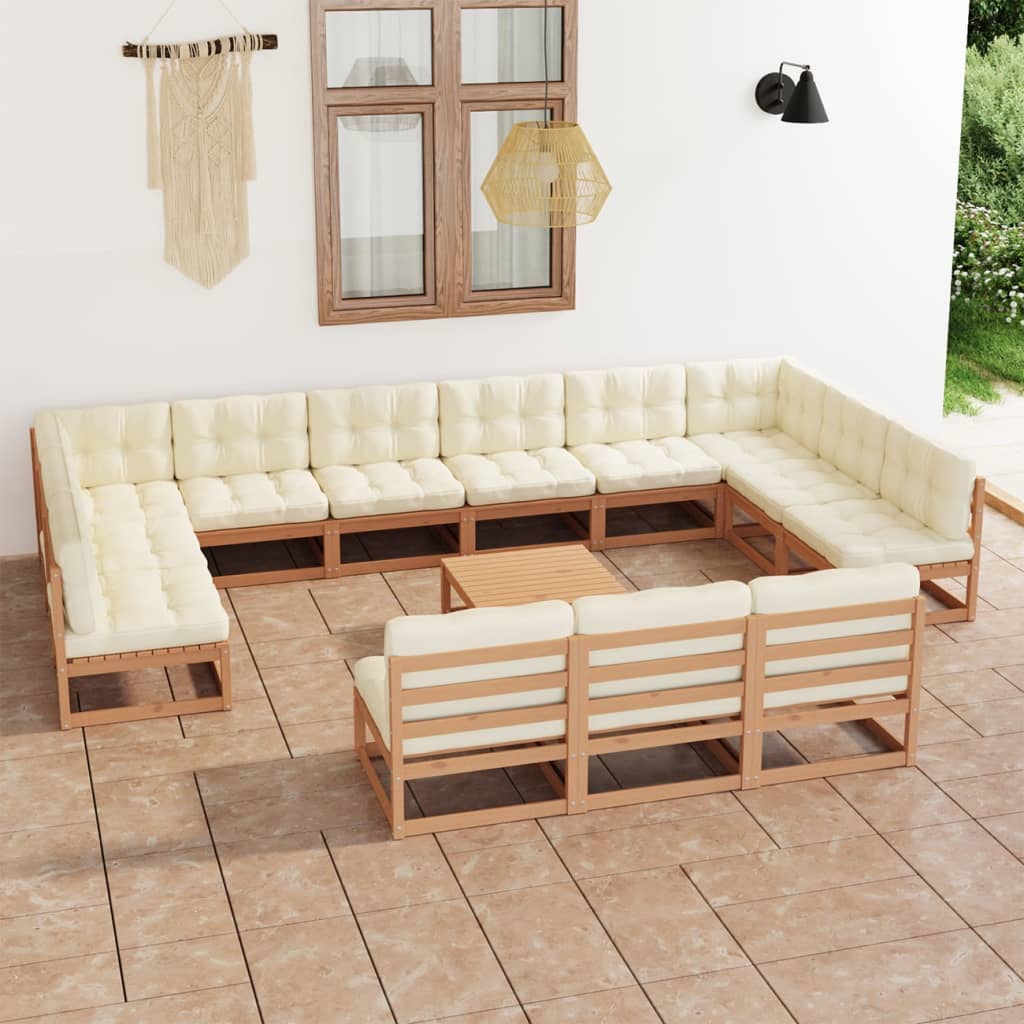vidaXL 14 pcs conjunto lounge de jardim pinho maciço