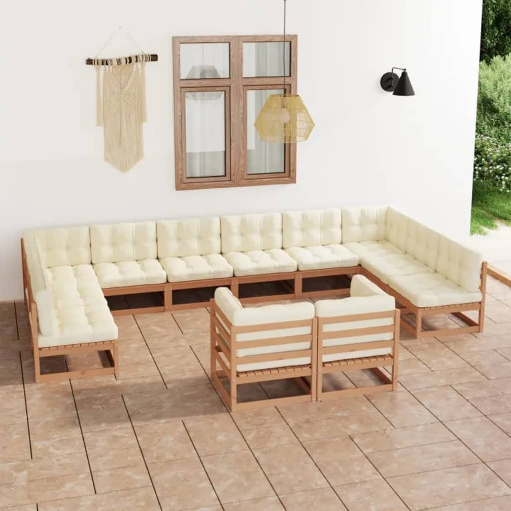 vidaXL 12 pcs conjunto lounge de jardim pinho maciço