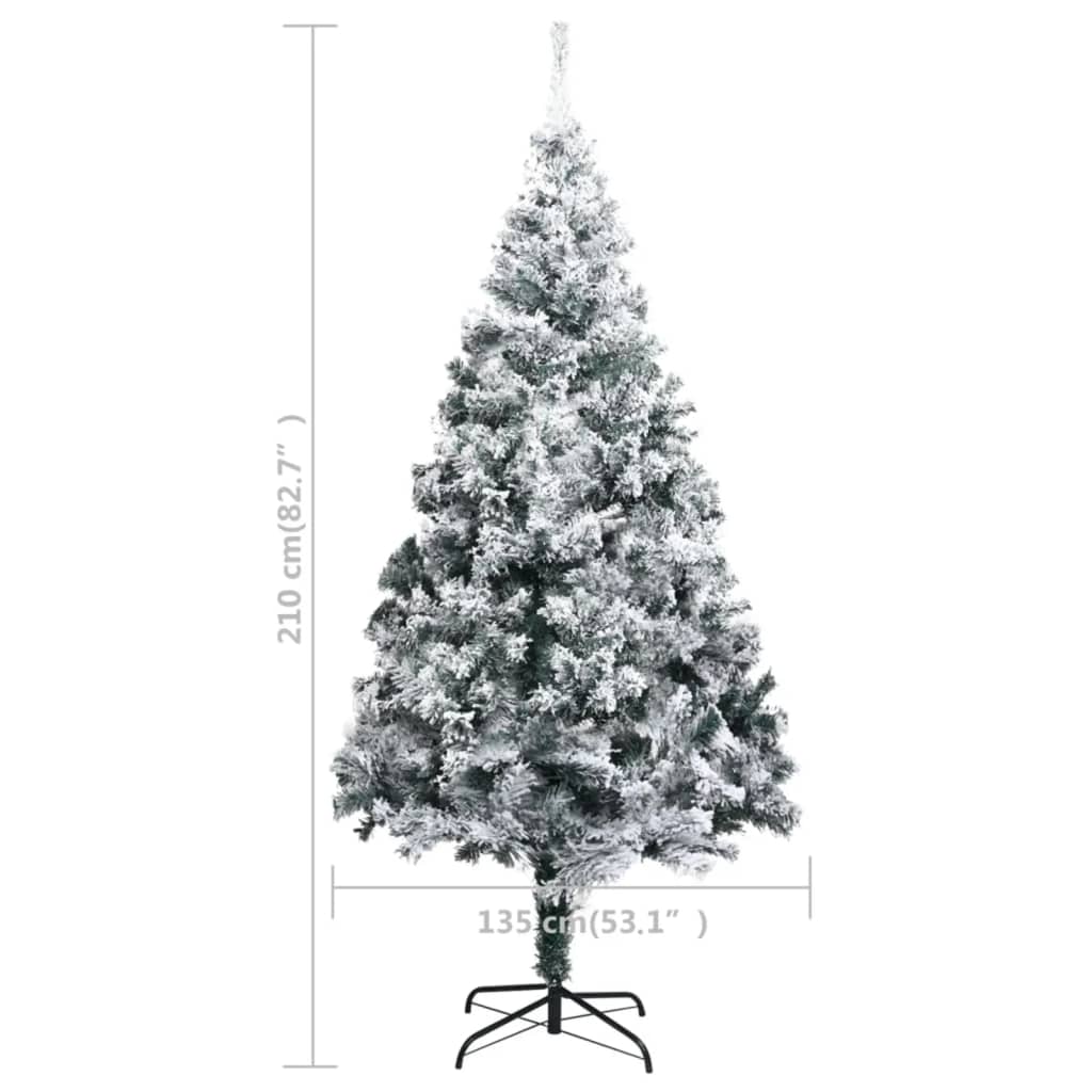 vidaXL Árvore Natal artificial pré-iluminada c/flocos neve 210cm verde