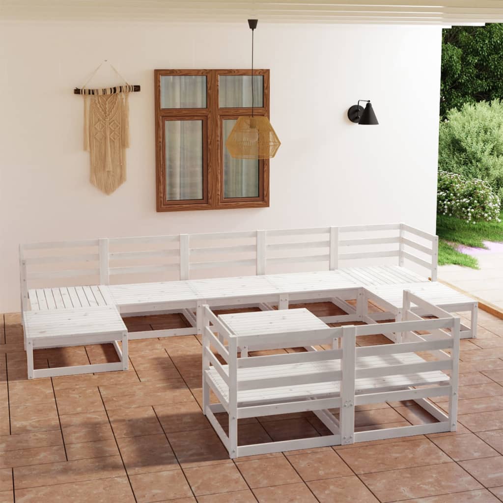 vidaXL 10 pcs conjunto lounge de jardim c/ almofadões pinho maciço