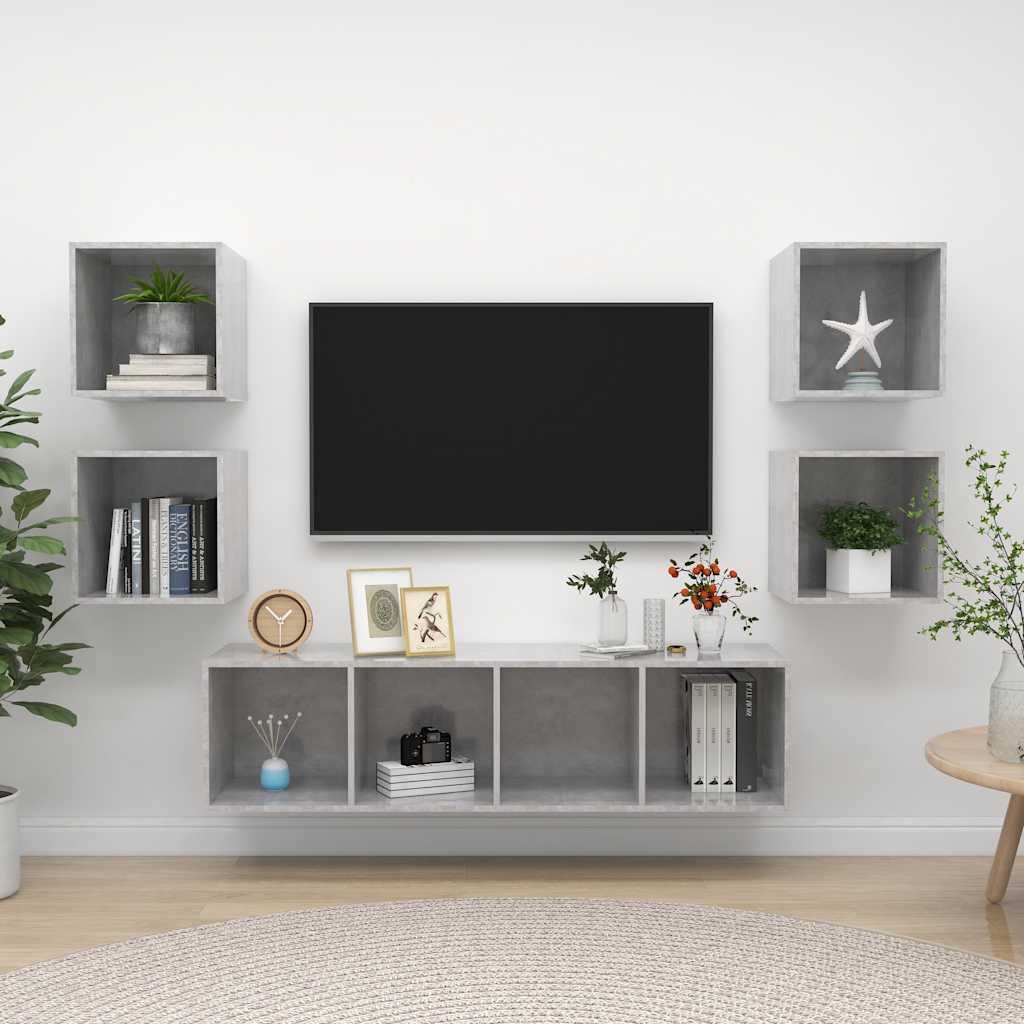 vidaXL 5 pcs conjunto de móveis de TV contraplacado branco