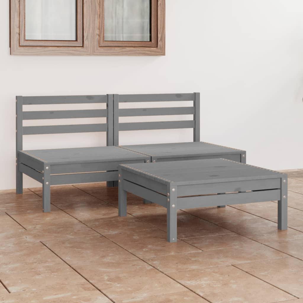 vidaXL 3 pcs conjunto lounge de jardim pinho maciço