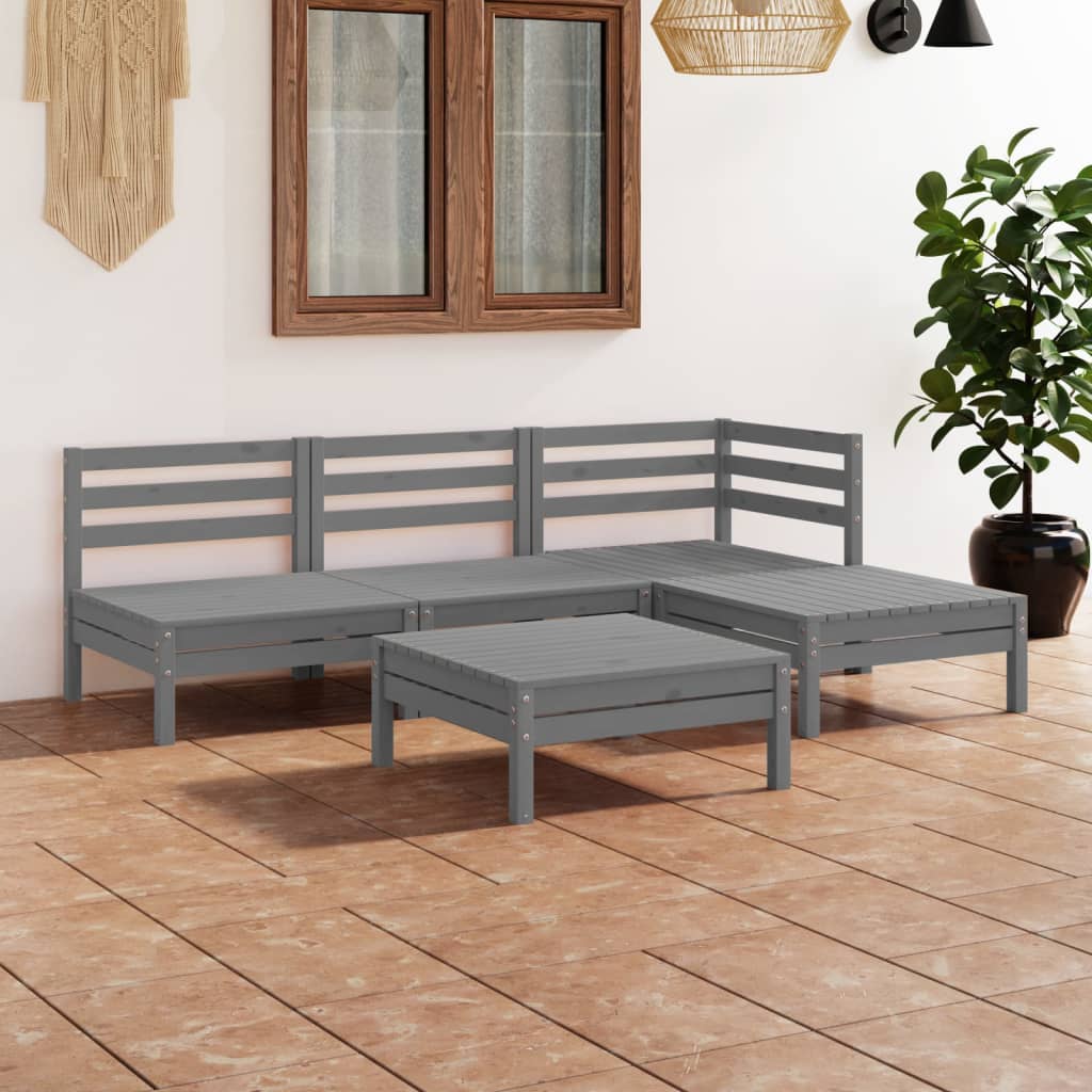 vidaXL 5 pcs conjunto lounge de jardim pinho maciço