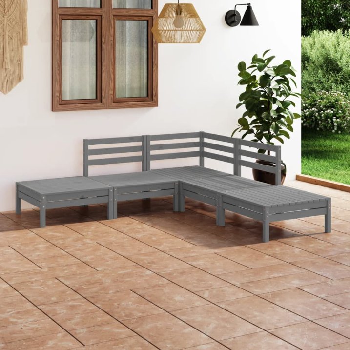 vidaXL 5 pcs conjunto lounge de jardim pinho maciço