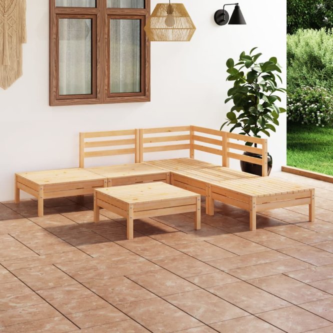 vidaXL 6 pcs conjunto lounge de jardim pinho maciço branco