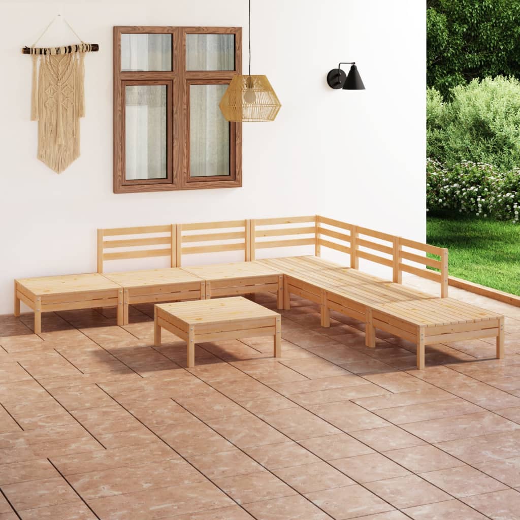 vidaXL 8 pcs conjunto lounge de jardim pinho maciço branco