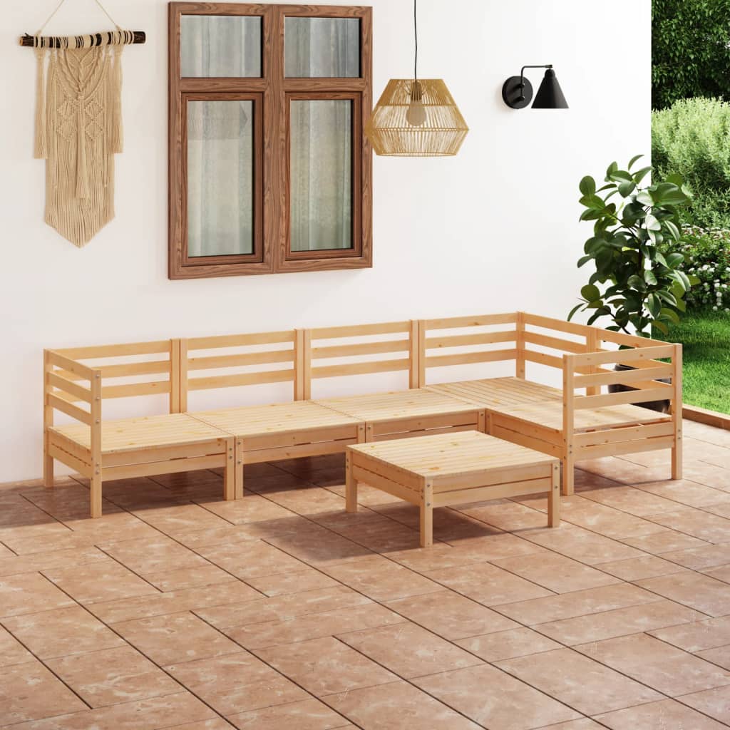 vidaXL 6 pcs conjunto lounge de jardim pinho maciço
