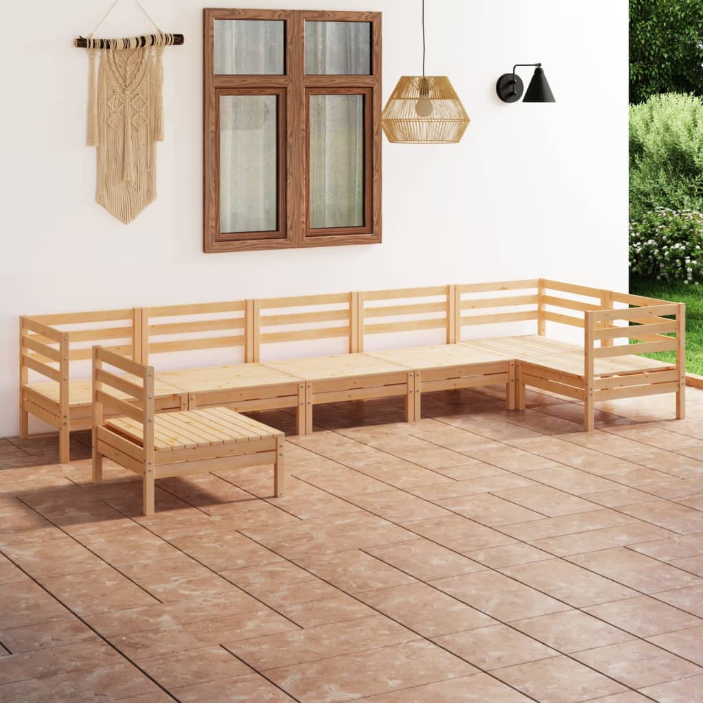 vidaXL 7 pcs conjunto lounge de jardim pinho maciço