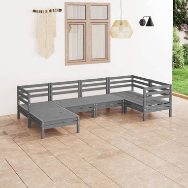 vidaXL 6 pcs conjunto lounge de jardim pinho maciço cinzento