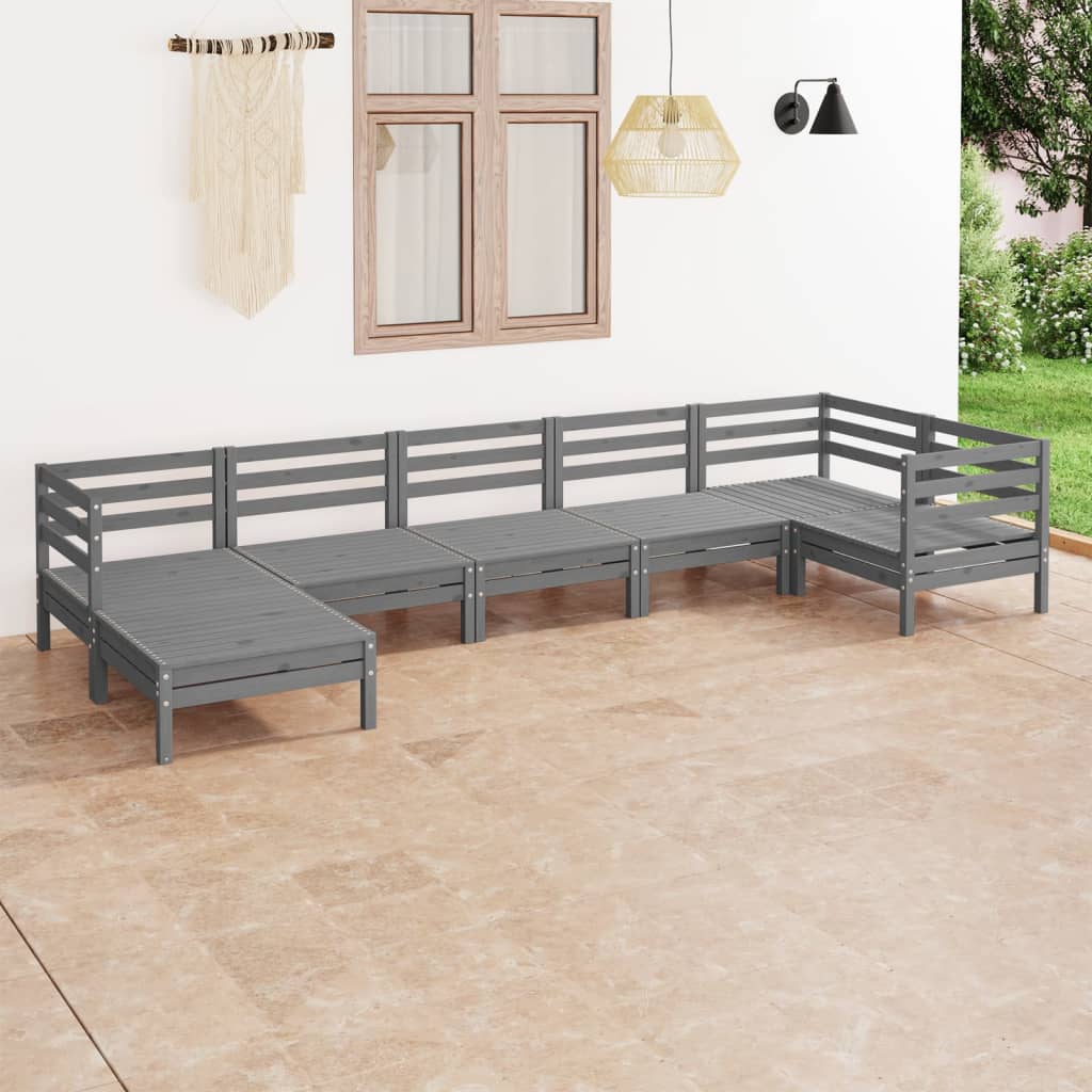 vidaXL 7 pcs conjunto lounge de jardim pinho maciço