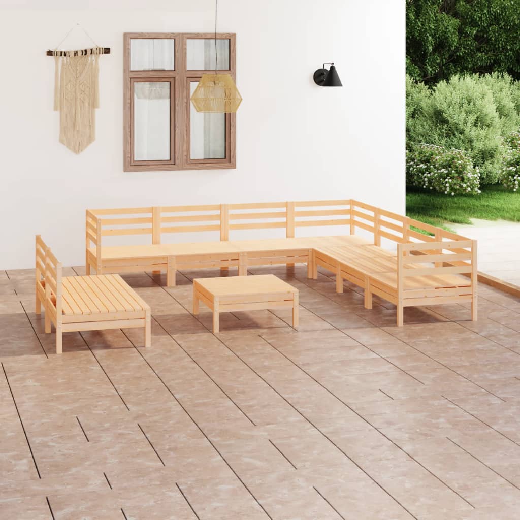 vidaXL 10 pcs conjunto lounge de jardim pinho maciço