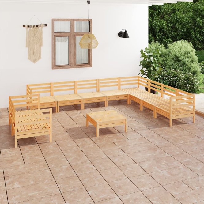 vidaXL 11 pcs conjunto lounge de jardim pinho maciço