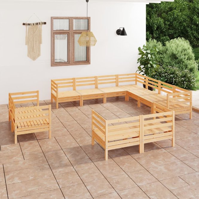 vidaXL 11 pcs conjunto lounge de jardim pinho maciço