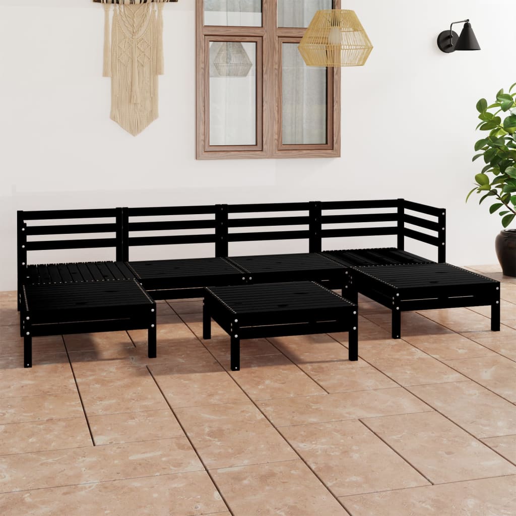 vidaXL 7 pcs conjunto lounge de jardim pinho maciço