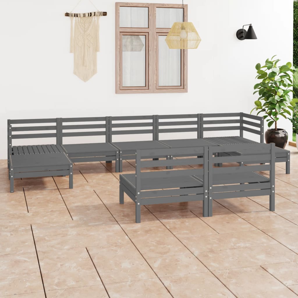 vidaXL 9 pcs conjunto lounge de jardim pinho maciço