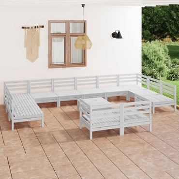 vidaXL 13 pcs conjunto lounge de jardim pinho maciço branco