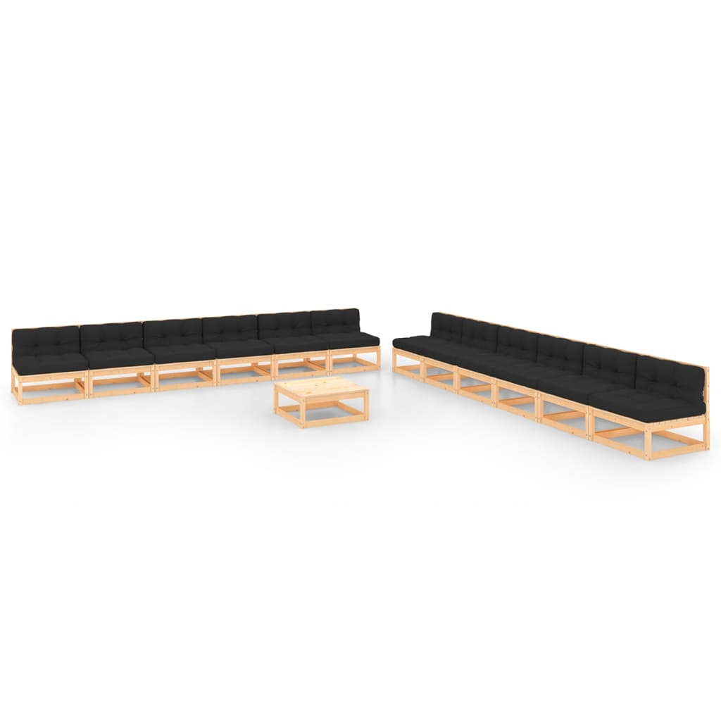 vidaXL 13 pcs conjunto lounge de jardim pinho maciço