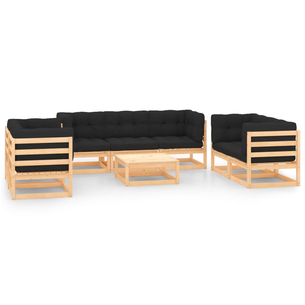 vidaXL 8 pcs conjunto lounge de jardim pinho maciço