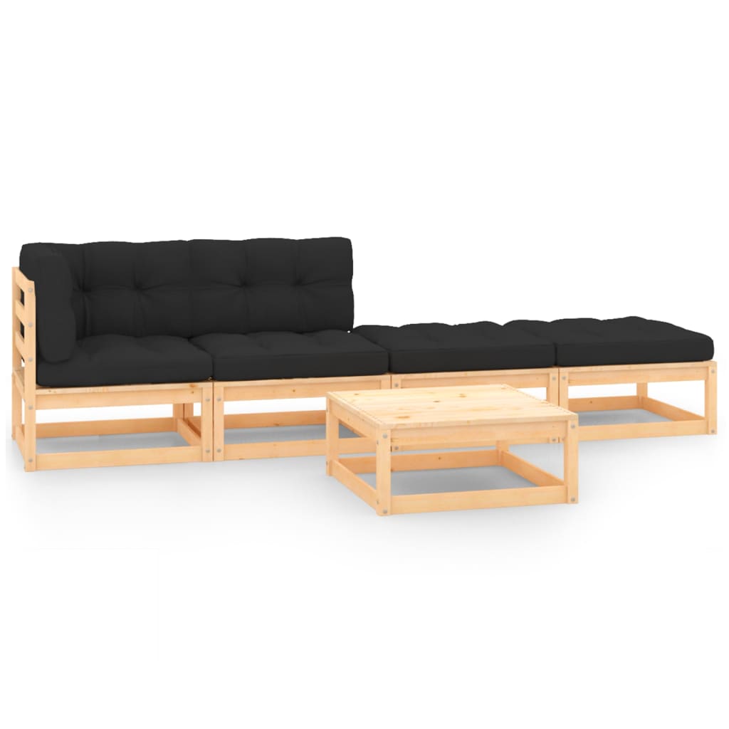 vidaXL 5 pcs conjunto lounge de jardim pinho maciço
