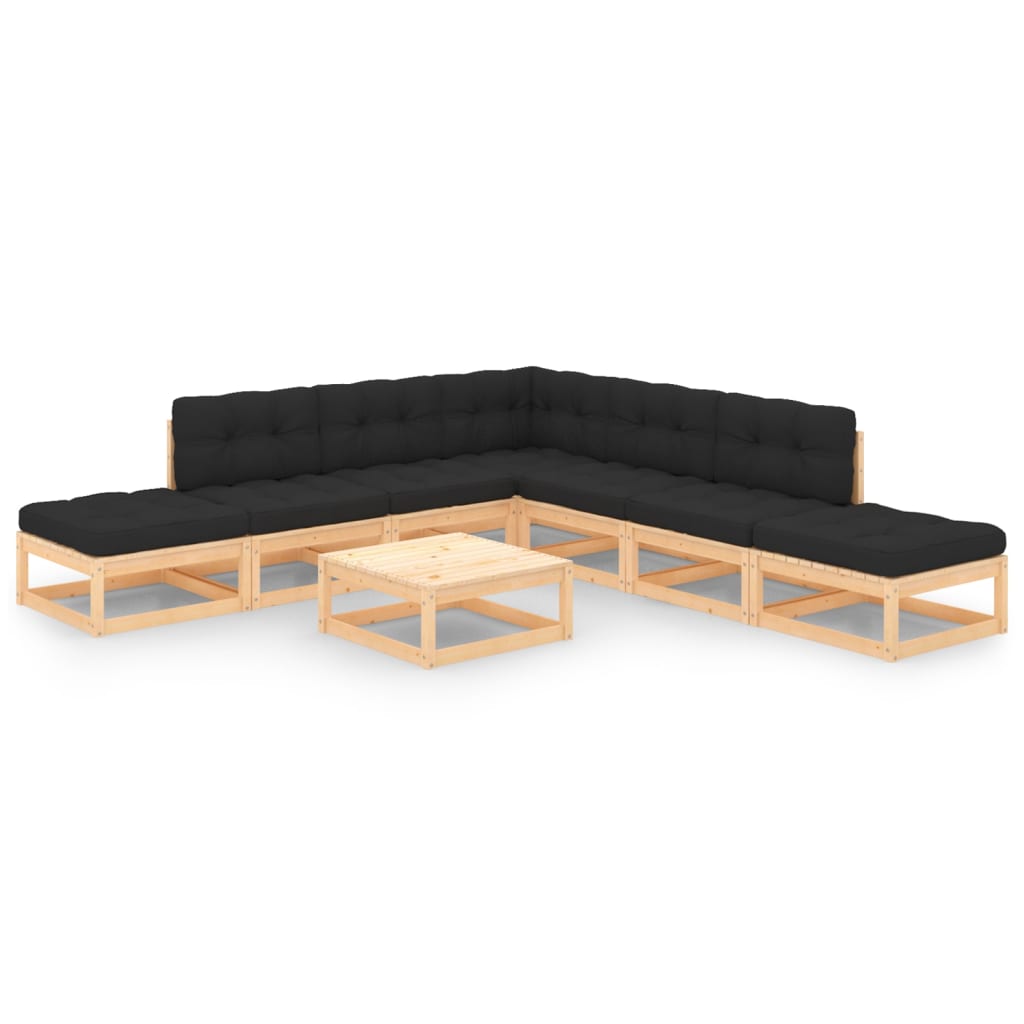 vidaXL 8 pcs conjunto lounge de jardim pinho maciço