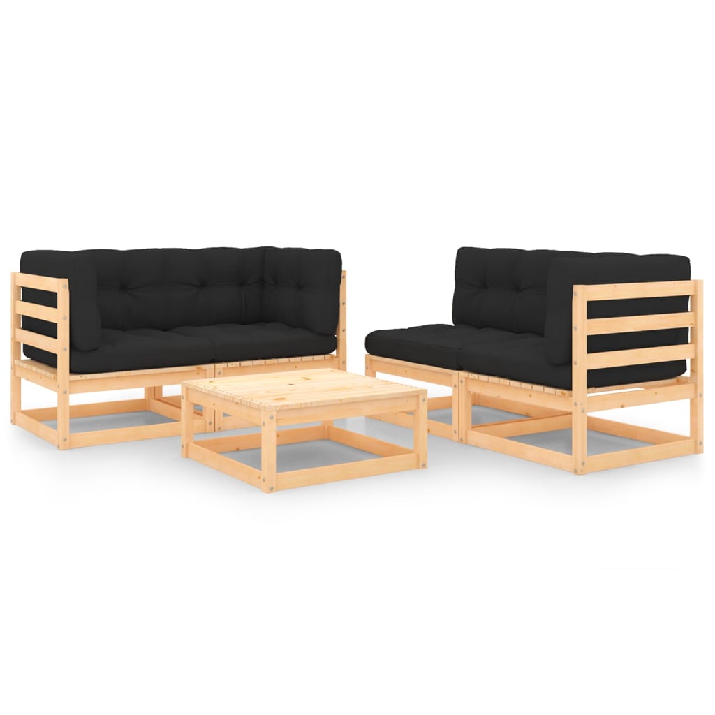 vidaXL 5 pcs conjunto lounge de jardim pinho maciço