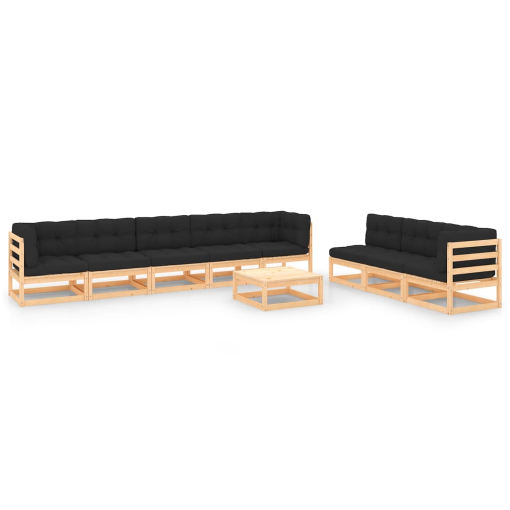 vidaXL 9 pcs conjunto lounge de jardim pinho maciço preto