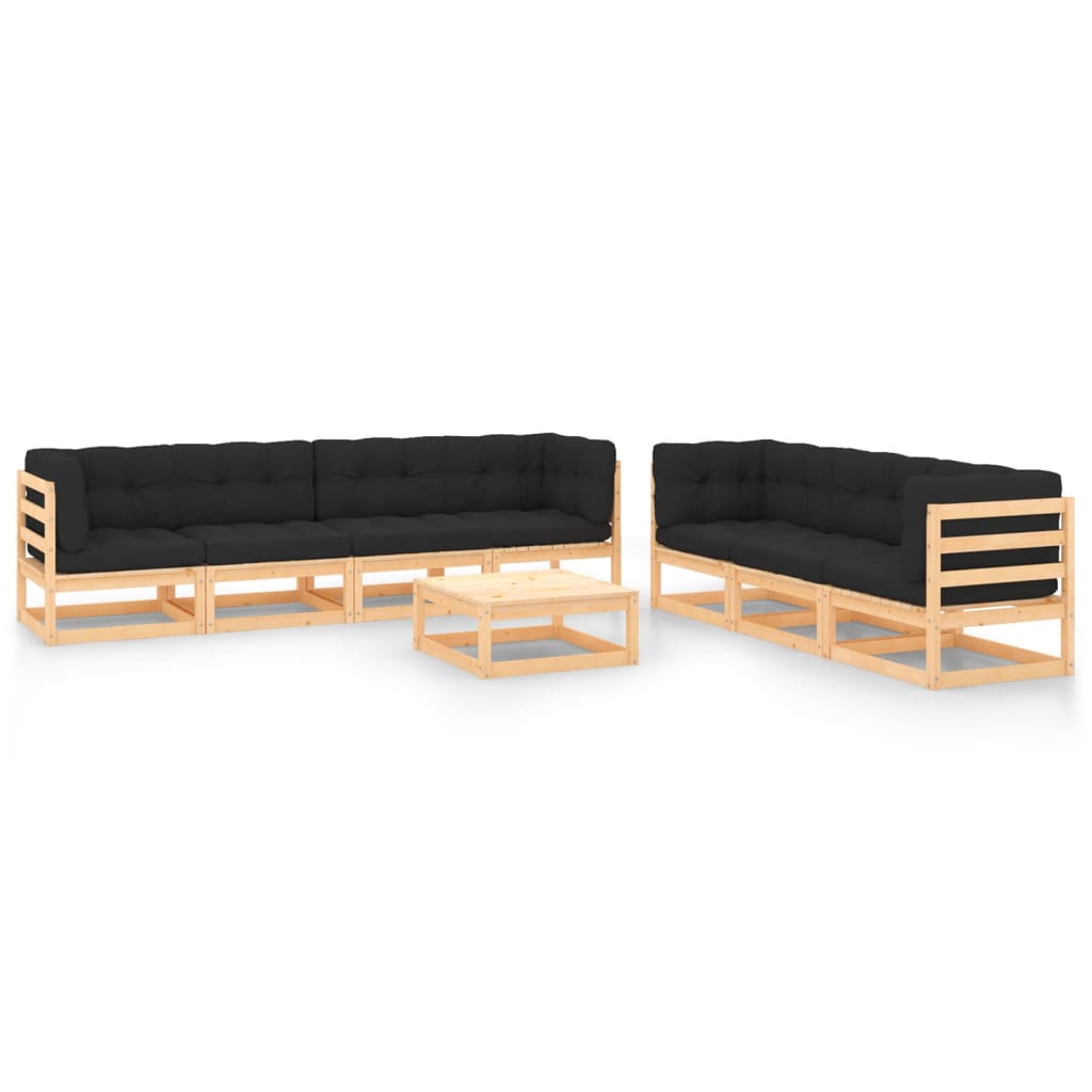 vidaXL 8 pcs conjunto lounge de jardim pinho maciço
