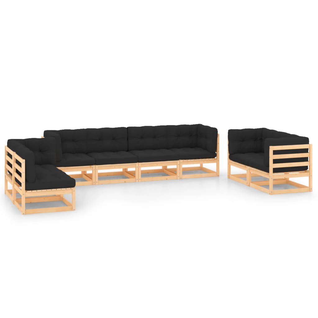 vidaXL 8 pcs conjunto lounge de jardim pinho maciço