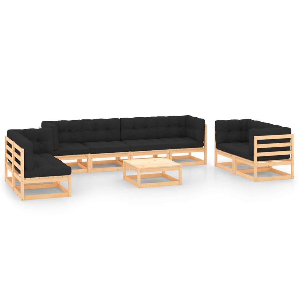 vidaXL 9 pcs conjunto lounge de jardim pinho maciço