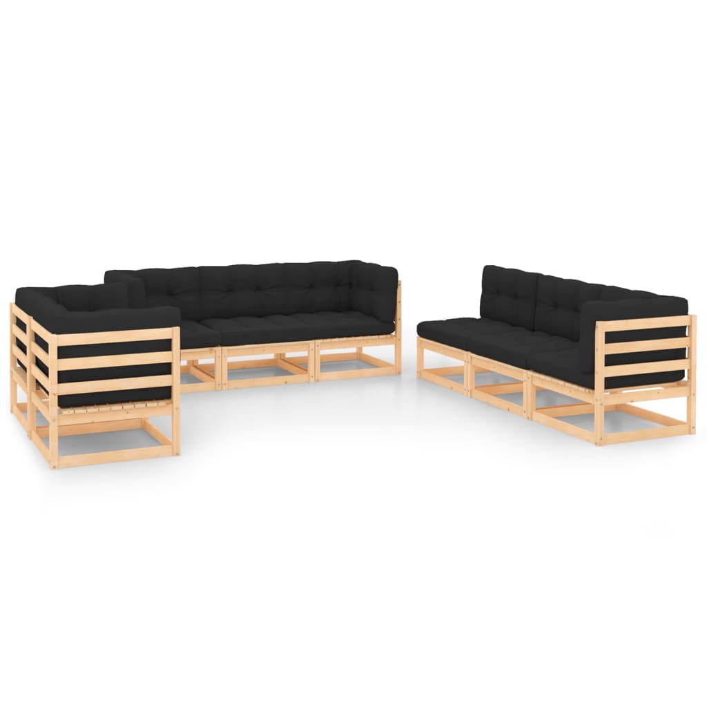 vidaXL 8 pcs conjunto lounge de jardim pinho maciço