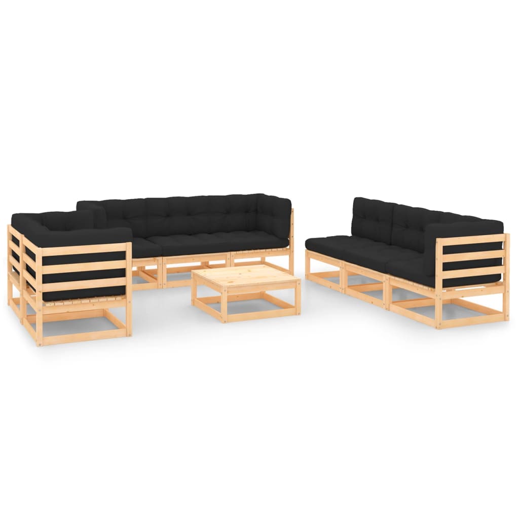 vidaXL 9 pcs conjunto lounge de jardim pinho maciço