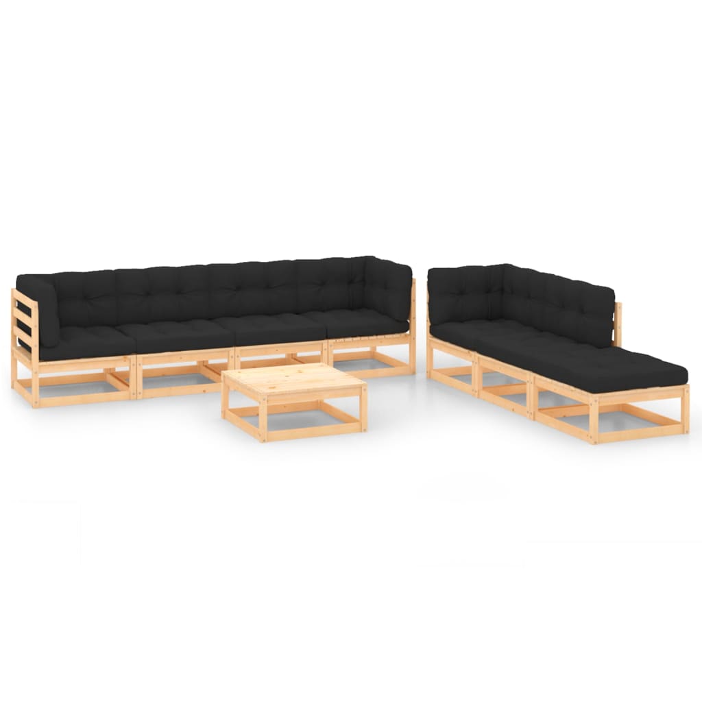 vidaXL 8 pcs conjunto lounge de jardim pinho maciço