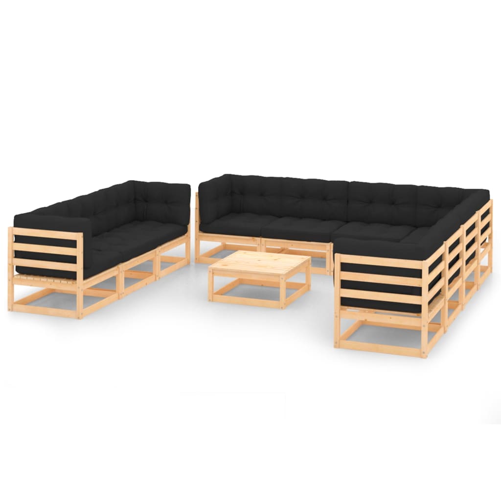 vidaXL 11 pcs conjunto lounge de jardim pinho maciço
