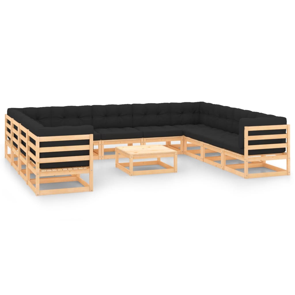 vidaXL 12 pcs conjunto lounge de jardim pinho maciço