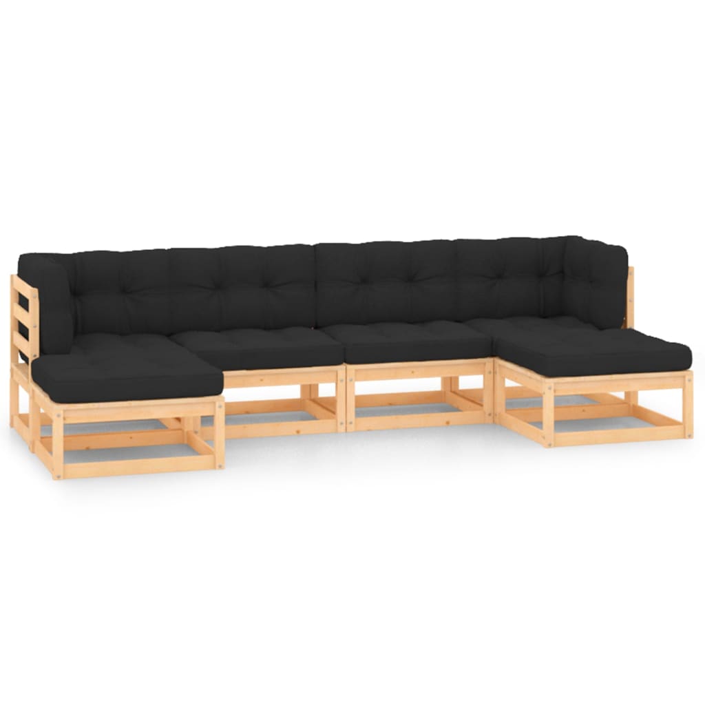 vidaXL 6 pcs conjunto lounge de jardim pinho maciço
