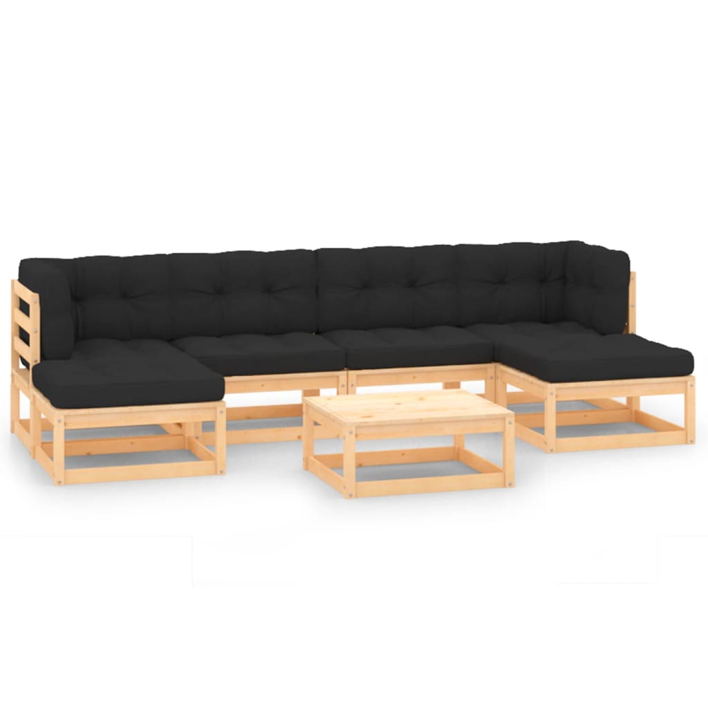 vidaXL 7 pcs conjunto lounge de jardim pinho maciço