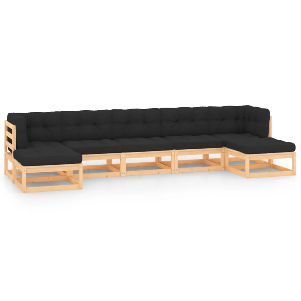 vidaXL 7 pcs conjunto lounge de jardim pinho maciço