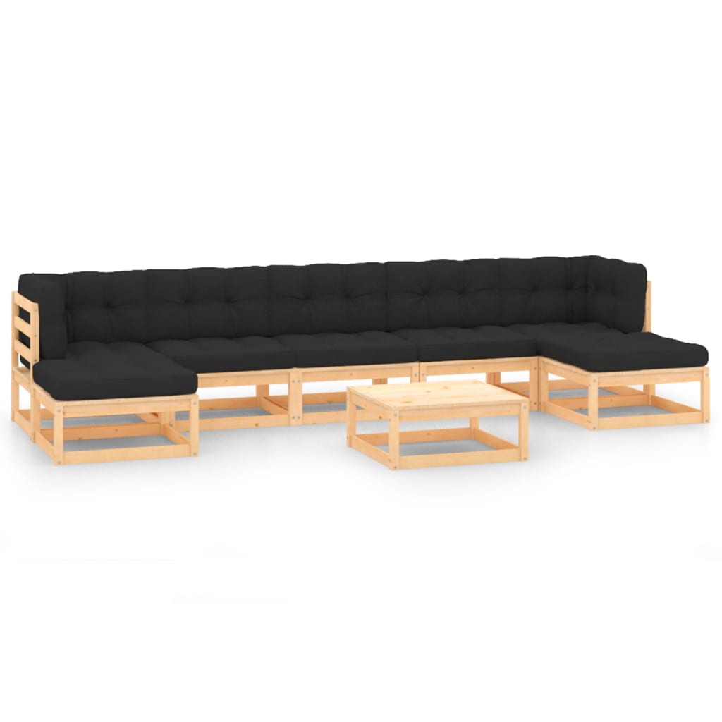 vidaXL 8 pcs conjunto lounge de jardim pinho maciço