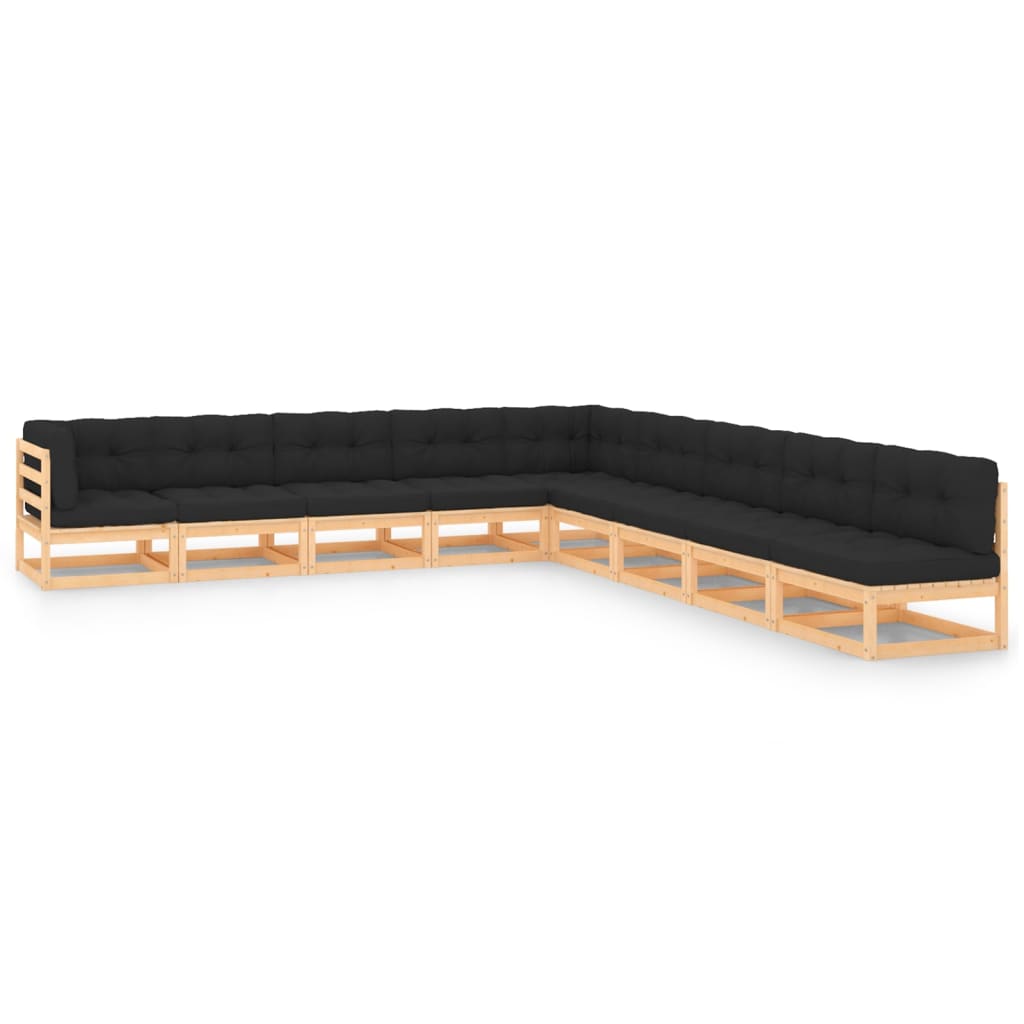vidaXL 9 pcs conjunto lounge de jardim pinho maciço