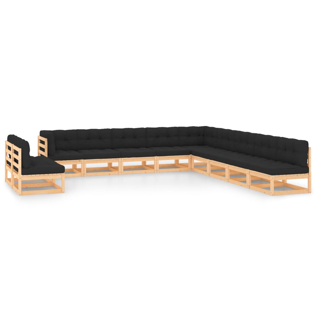 vidaXL 11 pcs conjunto lounge de jardim pinho maciço
