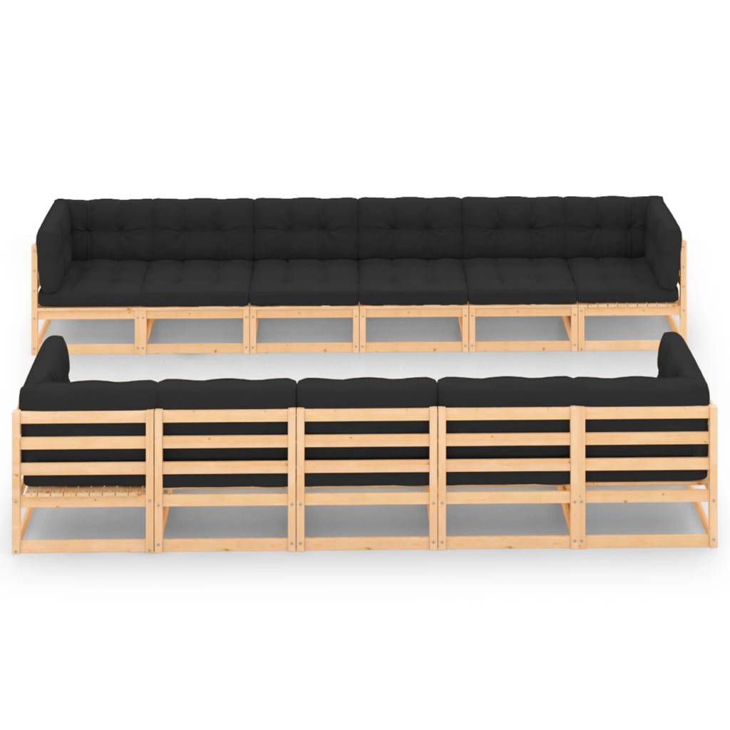 vidaXL 11 pcs conjunto lounge de jardim pinho maciço
