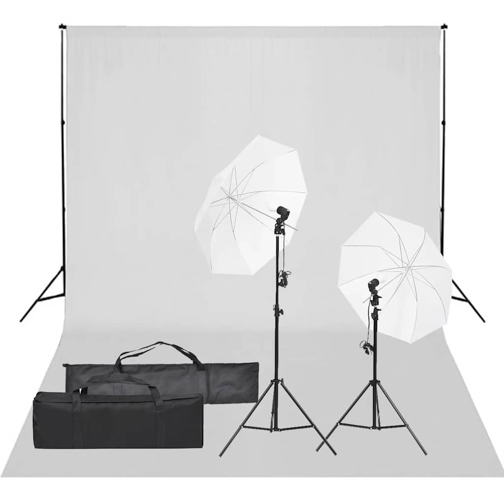vidaXL Kit de estúdio fotográfico com conjunto de iluminação e fundo