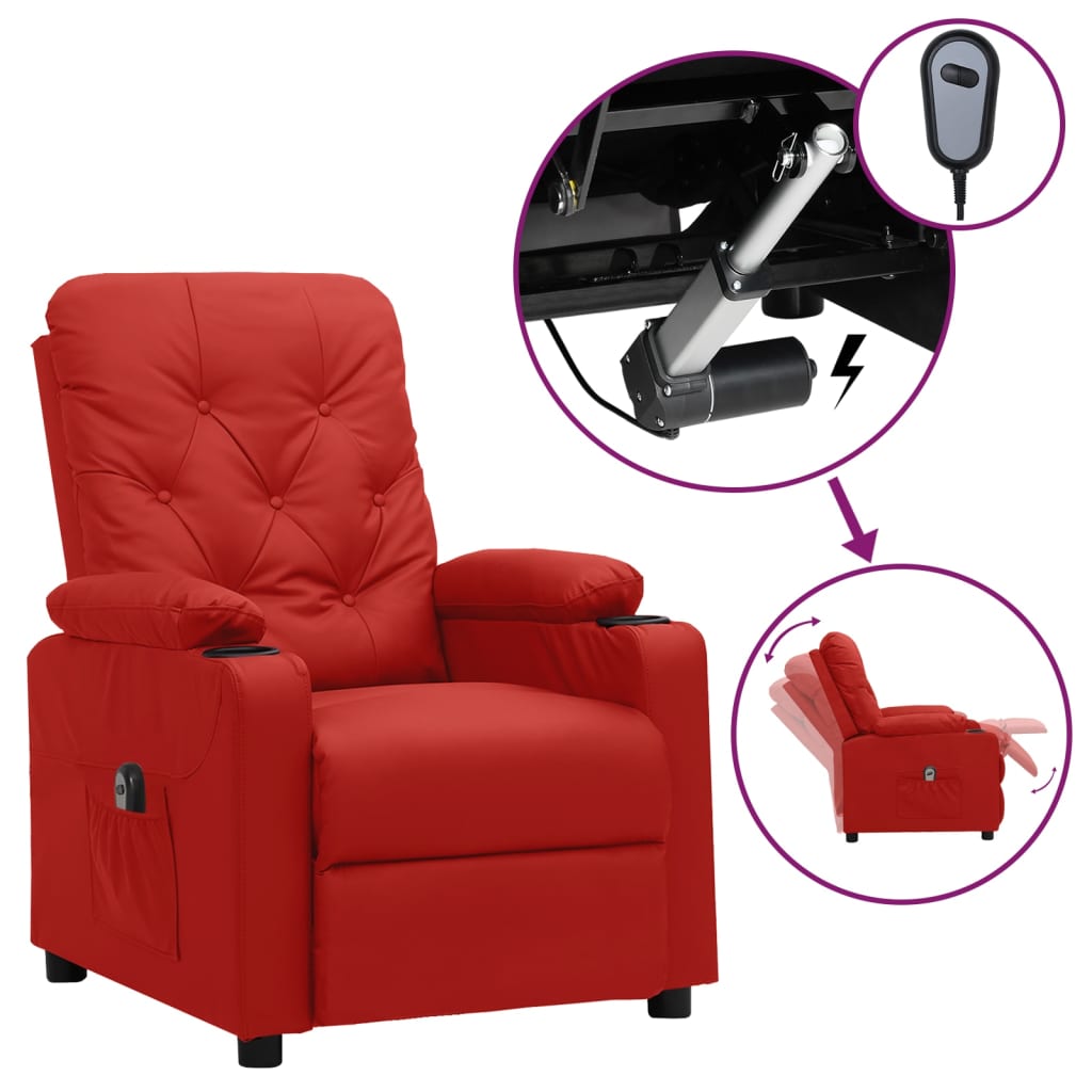 vidaXL Poltrona reclinável elétrica couro artificial preto