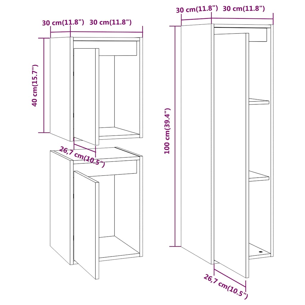 vidaXL Móveis de TV 3 pcs madeira de pinho maciça branco