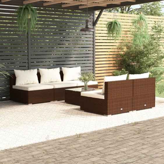 vidaXL 5 pcs conjunto lounge de jardim c/ almofadões vime PE preto